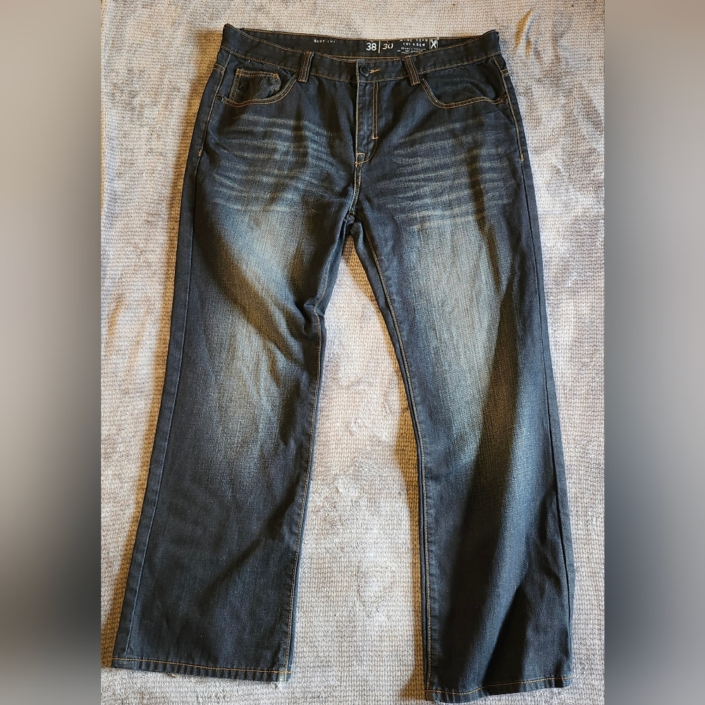 Marc Ecko cut & sew Mens Jeans Boot Cut 38x30 Dark Wash